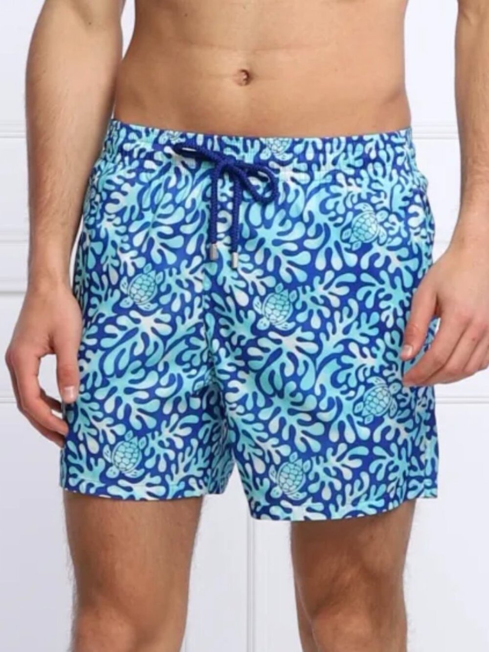 100% Authentic Vilebrequin MOOREA Swim Trunks BLUE MEN MEDIUM Turtle Splash